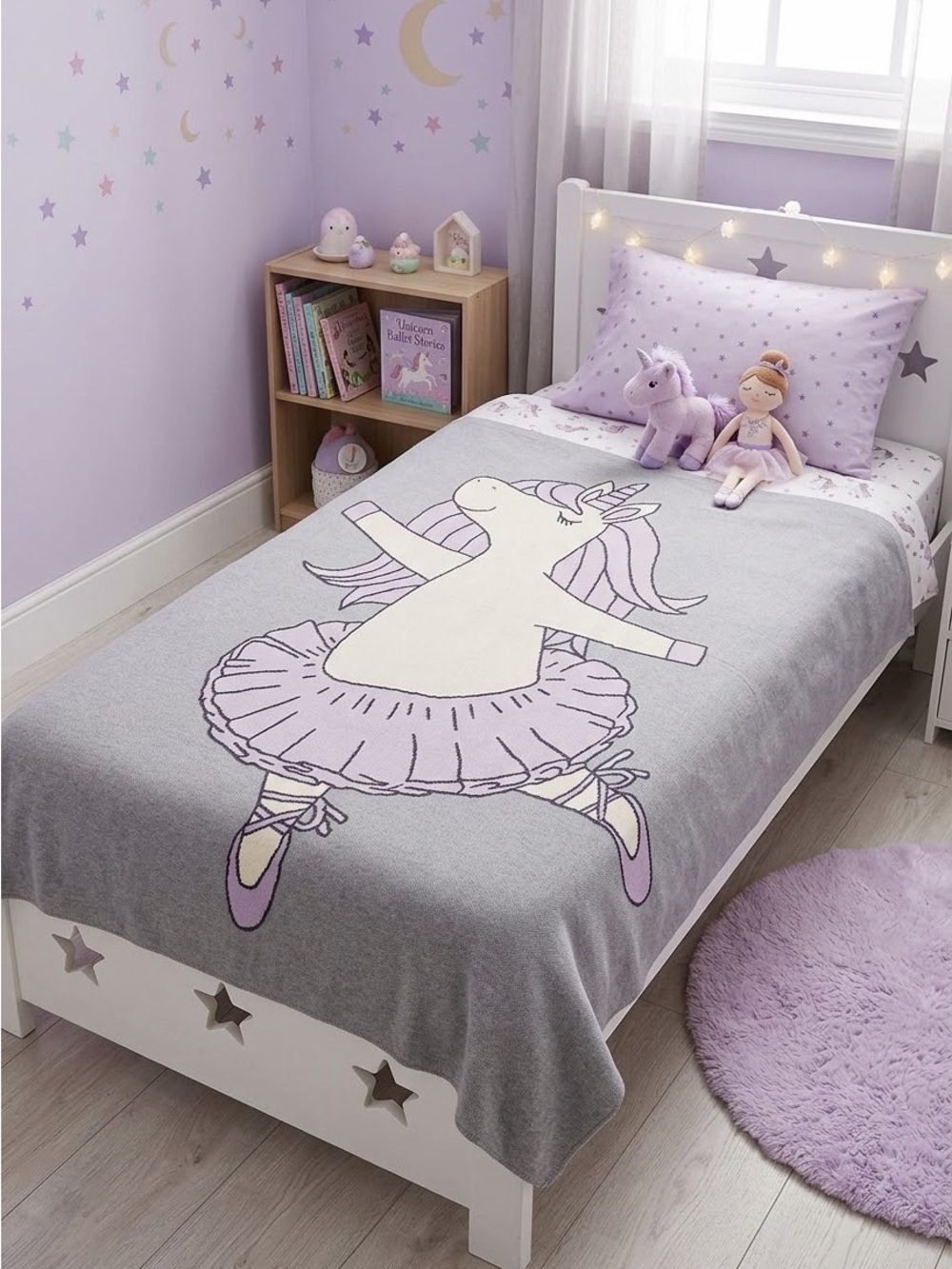 NEW Frolics Kids Collection Oversized Twin Unicorn Ballerina Blanket 100% Cotton